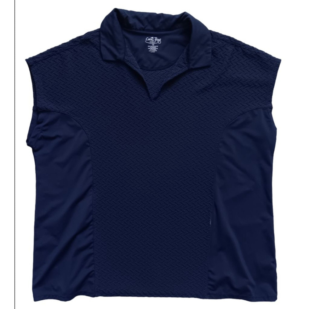 Women's Coral Bay Golf Polo Shirt Size 1X Blue Sleeveless